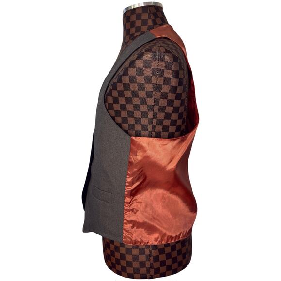 Reversible Mens Navy Blue/Grey/Burnt Orange Vest Gold Buttons Size Medium Preppy - Picture 15 of 15